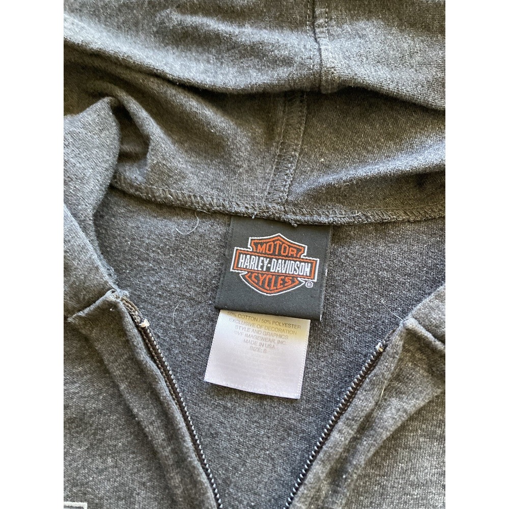 Harley Davidson Full Zip Hoodie Sweatshirt Womens Small Black Cool Springs VTG - Picture 5 of 11